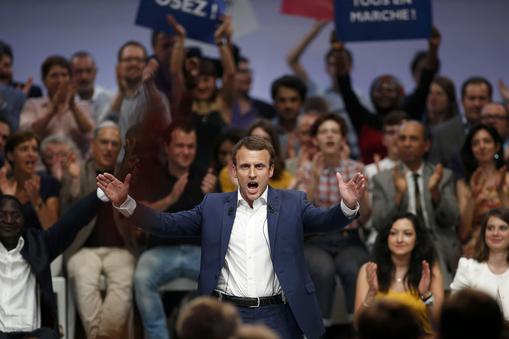French Economy Minister Emmanuel Macron attends a political rally for his recently launched politica