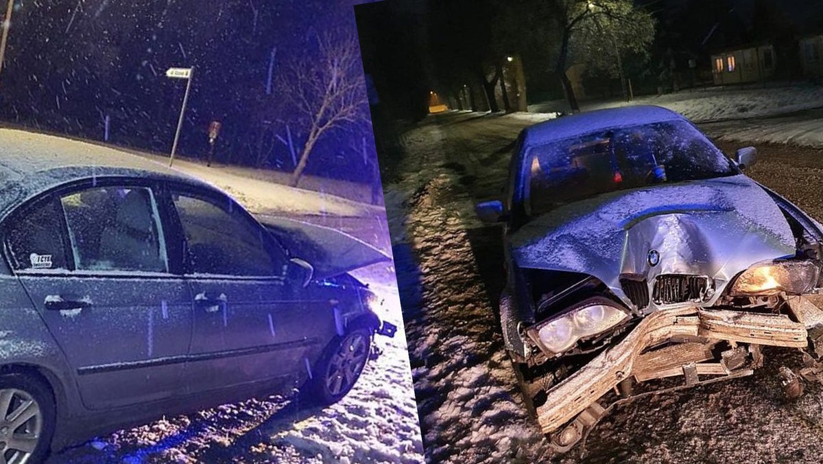 Autem uderzył w drzewo. Gdy policjanci ruszyli na pomoc, zaczął uciekać