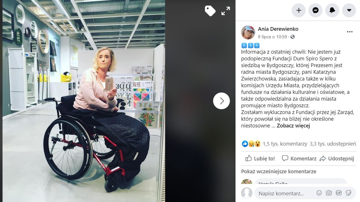 Największa afera końcówki kampanii prezydenckiej była picem na wodę. Niepełnosprawna artystka z Bydgoszczy Anna Derewienko nie została wyrzucona z fundacji za wspieranie Andrzeja Dudy, tylko w wyniku podejrzeń o stalking swojego byłego partnera i jego bliskich, a także za hejtowanie niepełnosprawnego nastolatka, który pojawił się na wiecu Rafała Trzaskowskiego. Pierwszą sprawę badają śledczy, druga być może wkrótce do nich trafi.