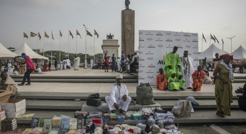 Vendors selling merchandise in Accra's Independence Square, part of the waterfront area earmarked for development