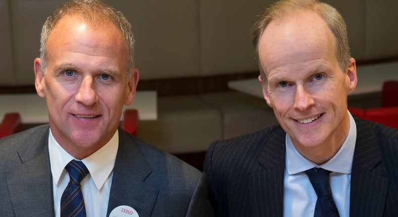 Tesco CEO Dave Lewis, left, and Booker CEO Charles Wilson.