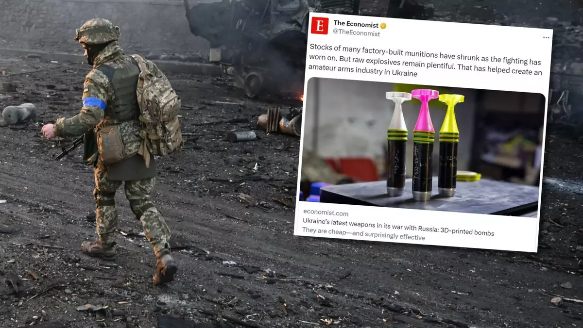 Ukraiński żołnierz w Kijowie (Screen: Twitter/TheEconomist)