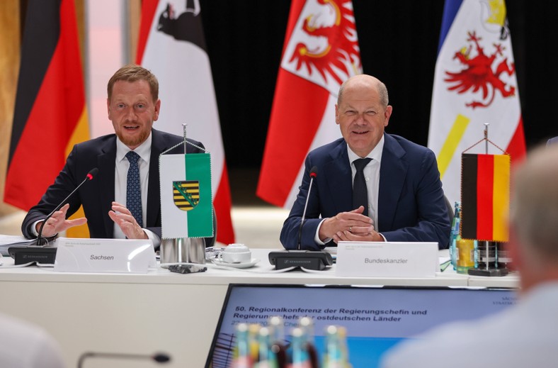 Olaf Scholz i Michael Kretschmer, 22 czerwca 2023 r.