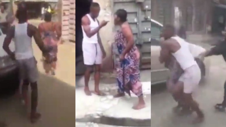 Woman flees from lockdown marathon sex, angry husband chases her into the town (video)