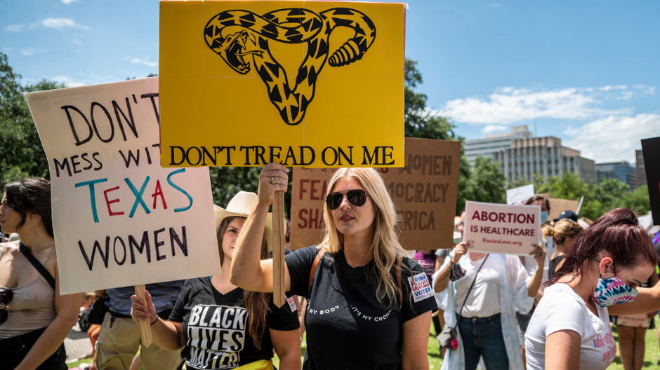 Protest przeciwko zaostrzeniu prawa aborcyjnego w Teksasie, maj 2021 r.
