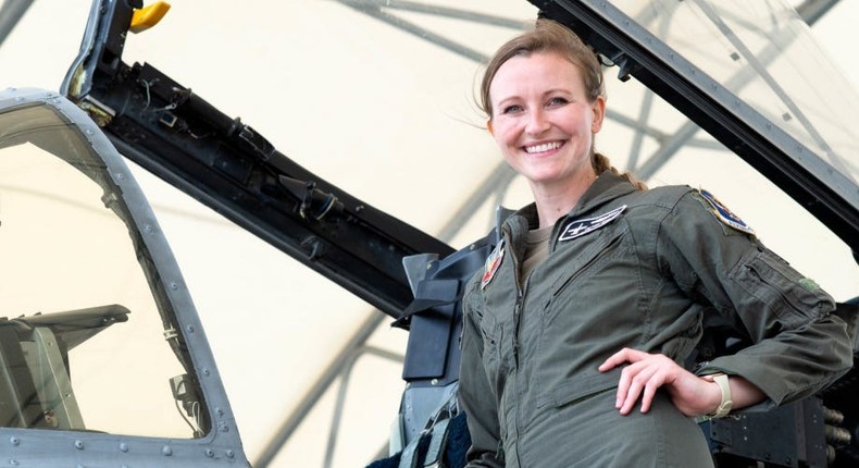 Capt. Taylor Bye, 75th Fighter Squadron pilot, on the flight line at Moody Air Force Base in Georgia, May 5, 2021
