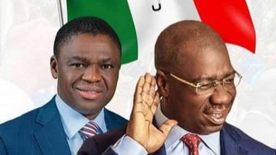 Philip Shaibu and Godwin Obaseki have been at loggerheads over the latter's governorship ambition in Edo State. [Golden News}