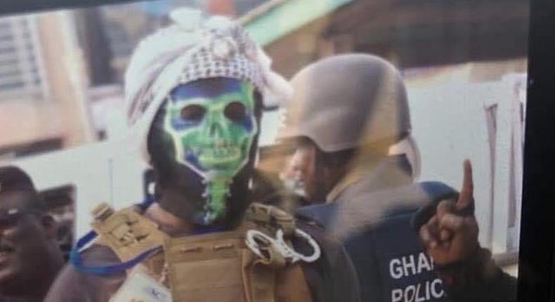 Masked man as a security personnel at the Ayawaso West Wuogon by-election