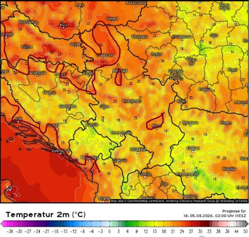 Niz toplih noći sa temperaturama iznad 23 u pojedinim delovima i 26 stepeni