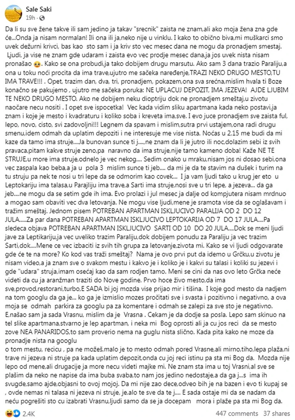 Objava koja je nasmejala korisnike društvenih mreža