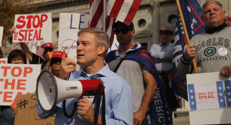 Rep. Jim Jordan at a pro-Trump rally.
