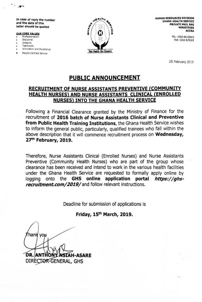 Ghana Health Service assures unemployed nurses of recruitment Latest