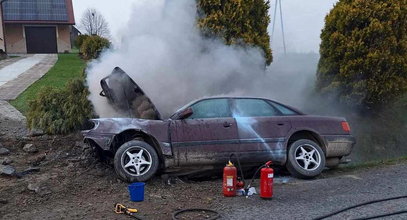 Tragiczny wypadek na Podkarpaciu. Auto stanęło w płomieniach. Nie żyje jedna osoba