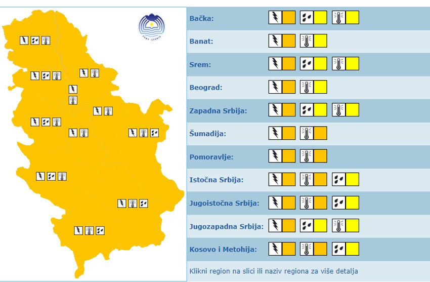 Meteoalarm za 18. jul