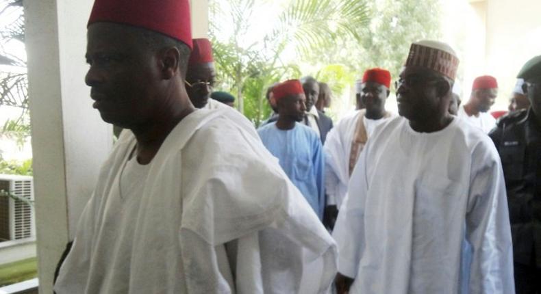 Support for Nigeria's politician Rabiu Kwankwaso, seen here in 2012 when he was Kano state governor, may have gotten popular R&B singer Sadiq Zazzabi into hot water with the state censorship board