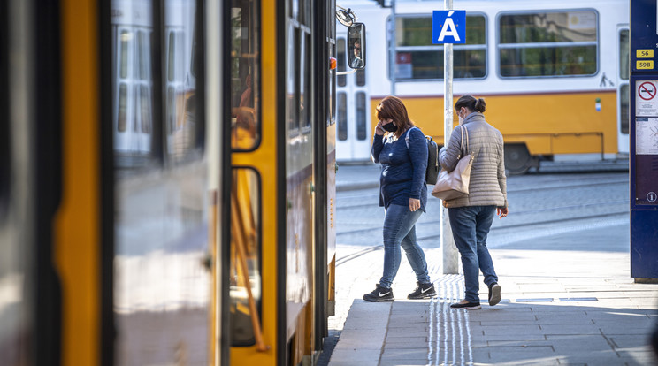 Rejtélyes lyuk miatt az úton nem közlekedik a 47-es, 49-es villamos  /Fotó:MTI