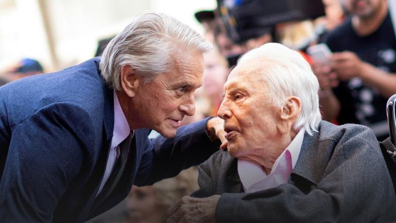 Kirk Douglas is survived by three sons, including the movie star Michael Douglas, pictured left with his father in 2018