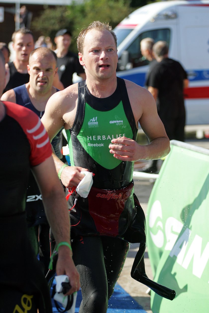 Maciej Stuhr na triathlonie w Gdyni