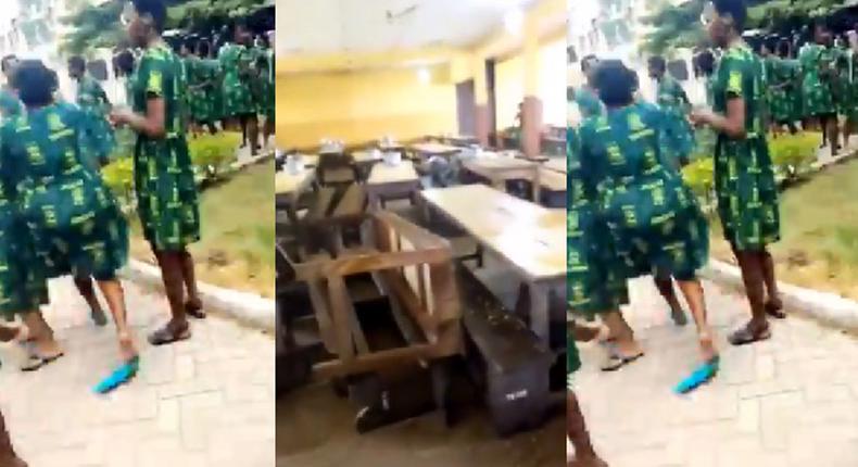 Angry students of Tweneboa Koduah SHS destroy school properties over difficult WASSCE science exam (video)