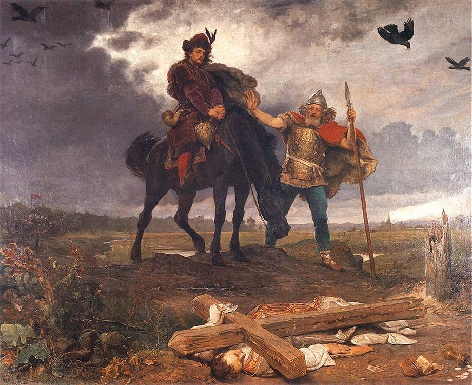Powrót Kazimierza I Odnowiciela do Polski, obraz Wojciecha Gersona ukazujący skutki reakcji pogańskiej