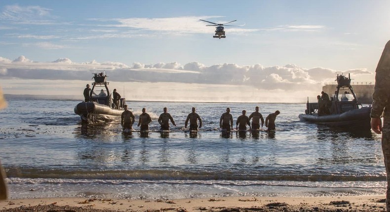 Danish Frmandskorpset students who passed selection, earning the title Frogmen, in October 2021.