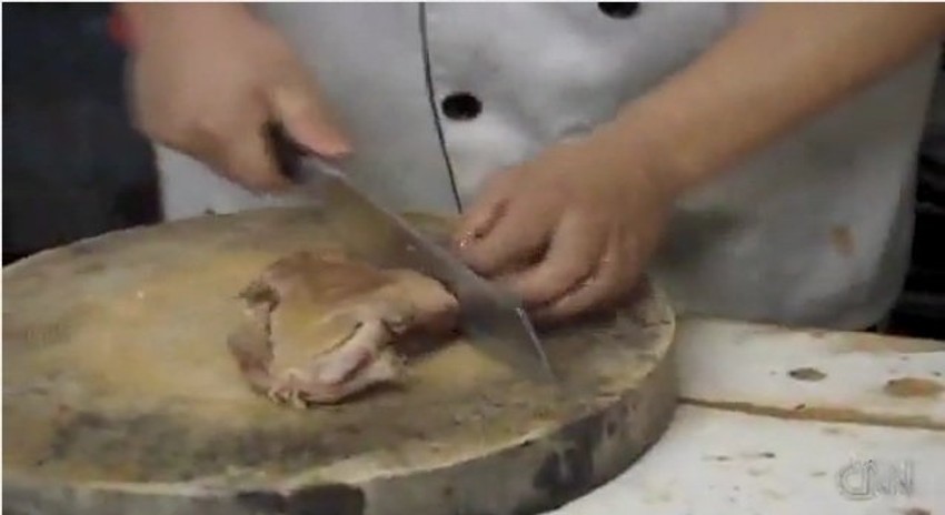 Kuvar priprema pseće meso