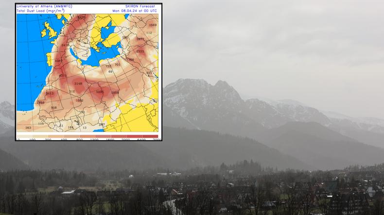Pył saharyjski znów spowije Europę, w tym Polskę. Znamy datę (mapa: forecast.uoa.gr)