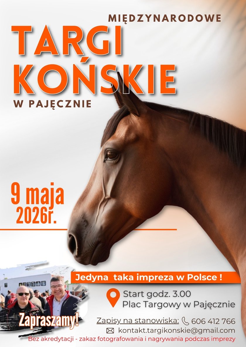 Plakat promocyjny Międzynarodowych Targów Końskich w Pajęcznie.