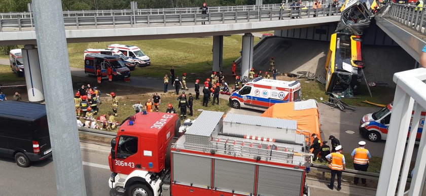 Autobus spadł z wiaduktu. Wiele osób rannych