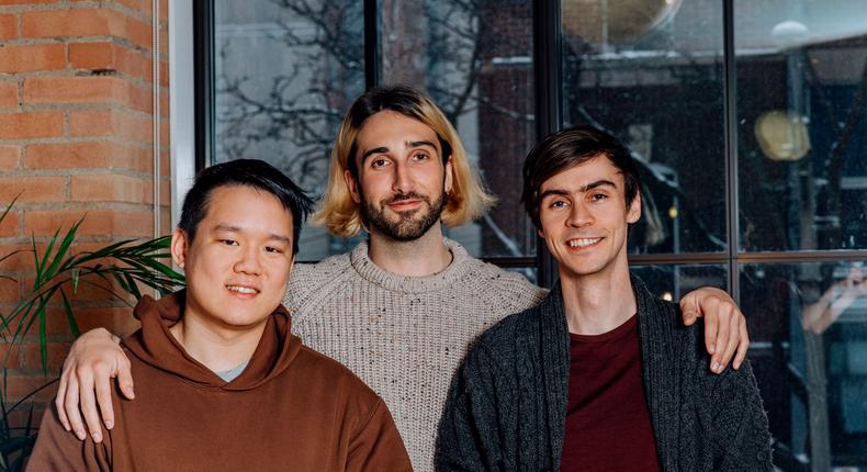 From left: Ivan Zhang, Aidan Gomez, and Nick Frosst, the co-founders of Cohere.Cohere