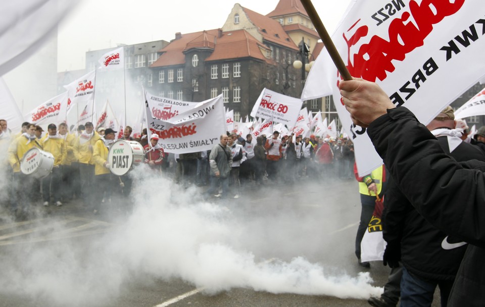 KATOWICE MANIFESTACJA GÓRNICZYCH ZWIĄZKÓW ZAWODOWYCH