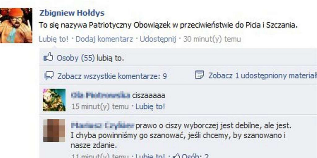 Hołdys zaagitował? Zobacz jego wpis z Facebooka