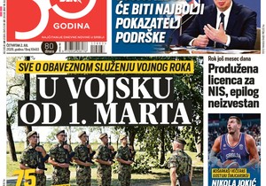 Blic naslovna strana za 2.7.