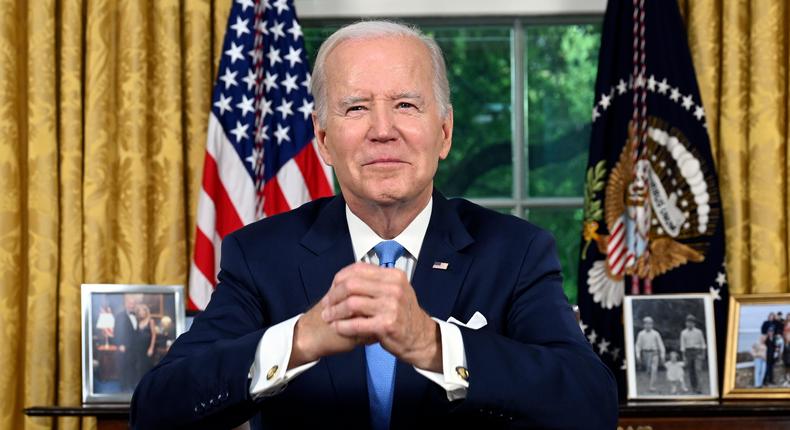 President Joe Biden addresses the nation on the budget deal that lifts the federal debt limit and averts a U.S. government default, from the Oval Office of the White House in Washington, Friday, June 2, 2023.Jim Watson/Pool via AP