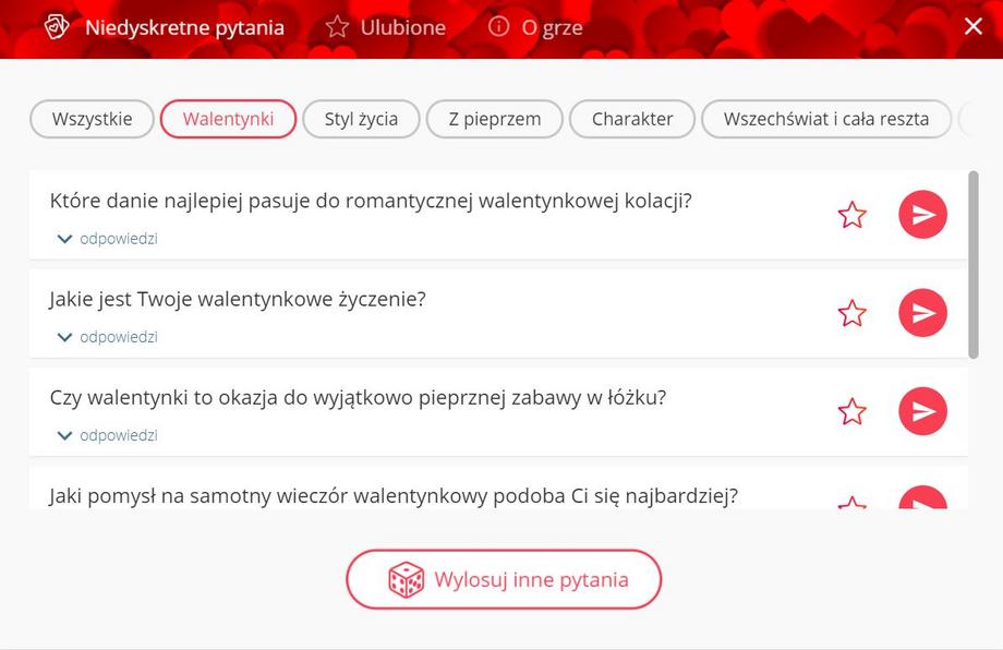 Niedyskretne pytania na walentynki