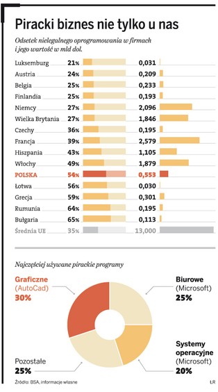 Piracki biznes kwitnie: Polska w niechlubnej w europejskiej czołówce