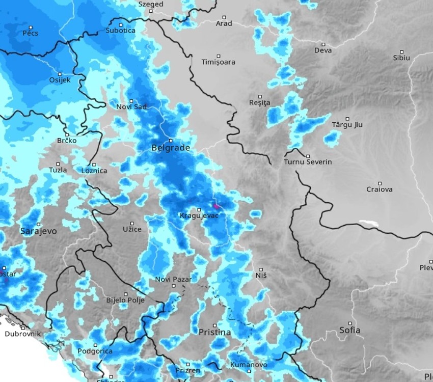 Mapa kretanja pljuskova 11 sati