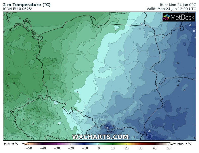 Na zachodzie i Pomorzu odwilż, na wschodzie, w Małopolsce i na Górnym Śląsku mróz