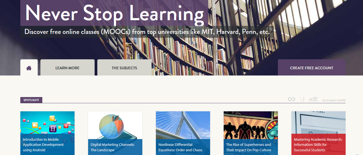 Class Central, podobnie jak popularna Coursera, oferuje dostęp do setek kursów przygotowanych przez najlepsze uczelnie na świecie. Niektóre zajęcia dostępne są w formule on demand (na żądanie). Inne, rozpoczynają się w ściśle określonych terminach. Na Class Central możemy nauczyć się co nieco o strukturze DNA, mobilnym marketingu, strategiach zarządzania biznesem, ale i o wpływie komiksowych superbohaterów na współczesną kulturę.