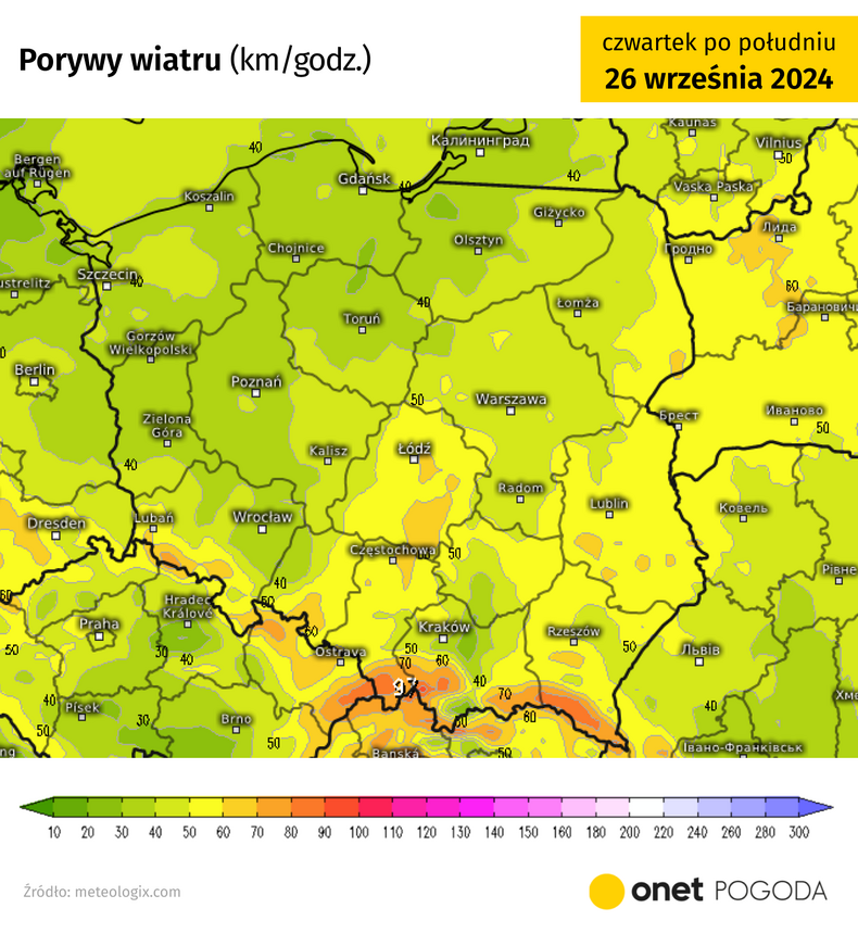 W czwartek na krańcach południowych może powiać silny wiatr