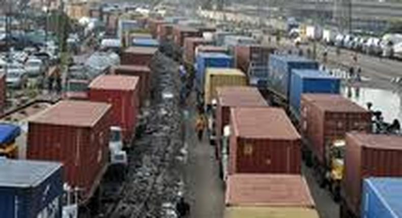 A typical gridlock caused by trucks and articulated vehicles in Apapa area of Lagos State. [NAN]