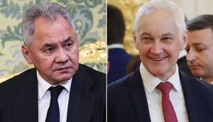Former Russian defense minister Sergei Shoigu (left) and his replacement Andrey Belousov (right).Sergei Bobylyov/Pool/AFP via Getty Images; Vyacheslav 
Prokofyev/Pool/AFP via Getty Images