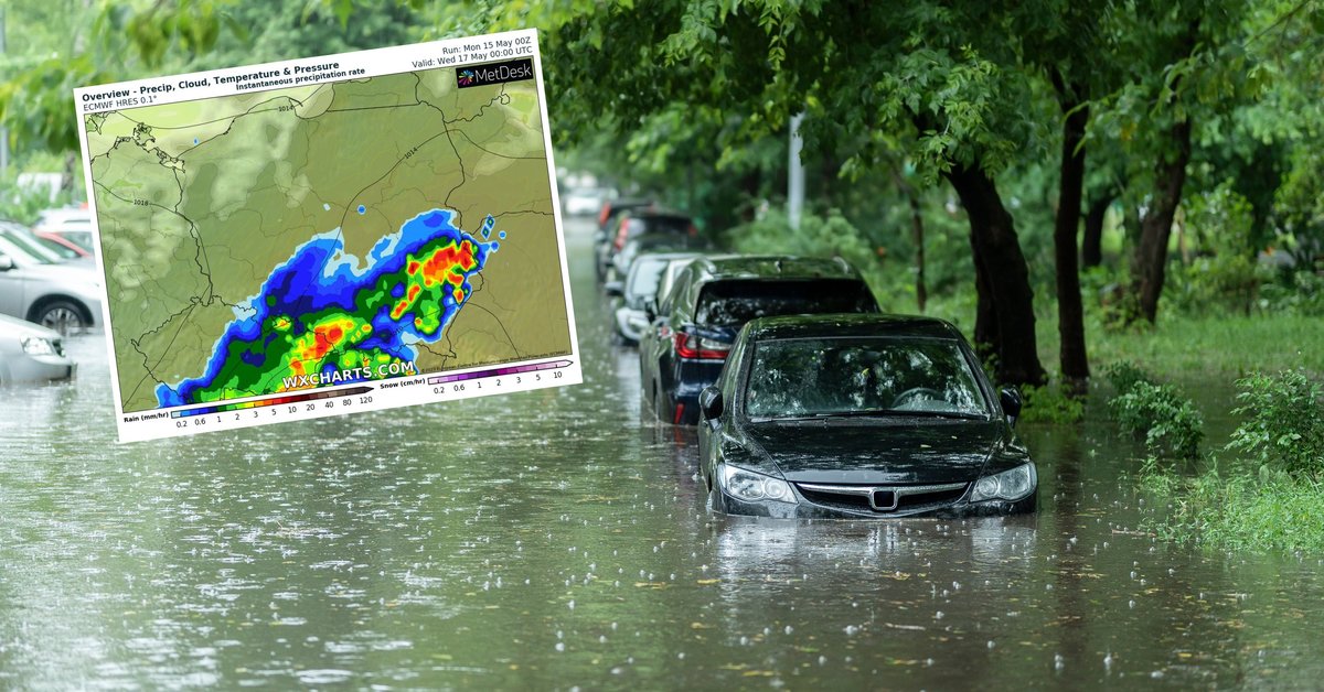 Pronóstico de tiempo severo para el martes.  Fuertes lluvias ocurrirán en muchas áreas