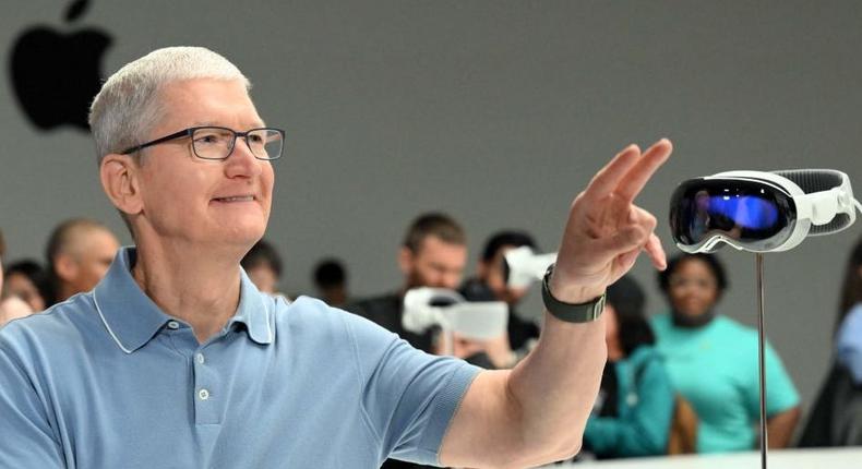 Apple CEO Tim Cook is pitching the Vision Pro as the next big thing, but so far it's sold slowly.JOSH EDELSON/Getty Images