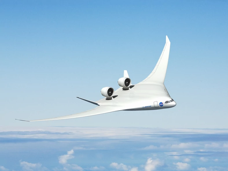 Boeing chciałby wprowadzić maszyny o wyjątkowo aerodynamicznej hybrydowej konfiguracji łączącej duże skrzydła z płaskim kadłubem.