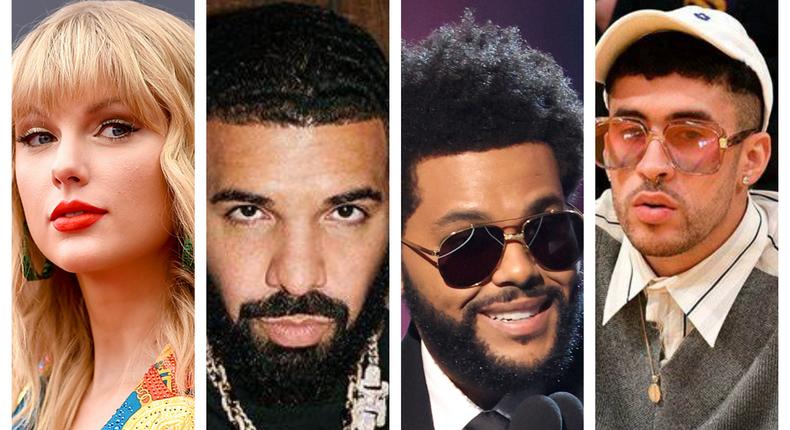Taylor Swift, Drake, Bad Bunny, The Weeknd break multiple BBMAs records
