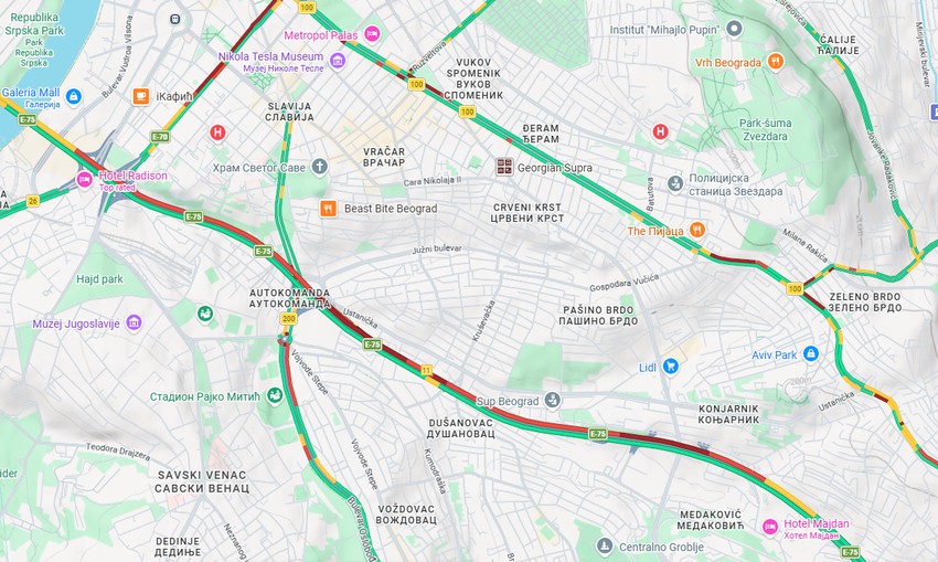 Zakrčenje na auto-putu duž 8 km 