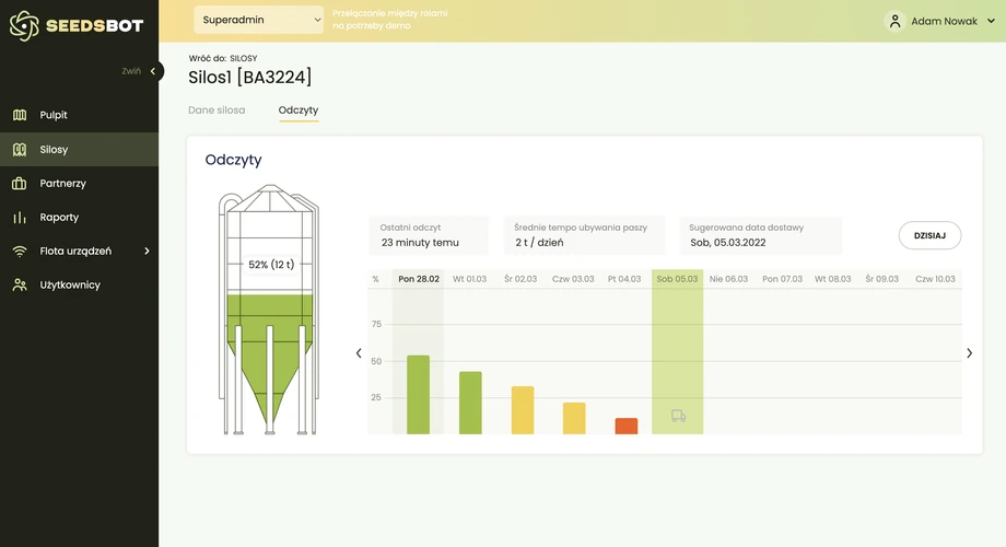 SeedsBot – aplikacja do zarządzania silosami paszowymi