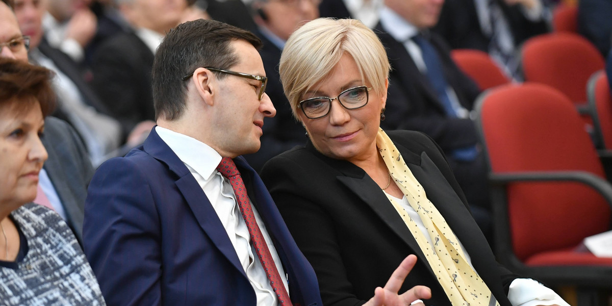 Prezes Trybunału Konstytucyjnego Julia Przyłębska z premierem Mateuszem Morawieckim.