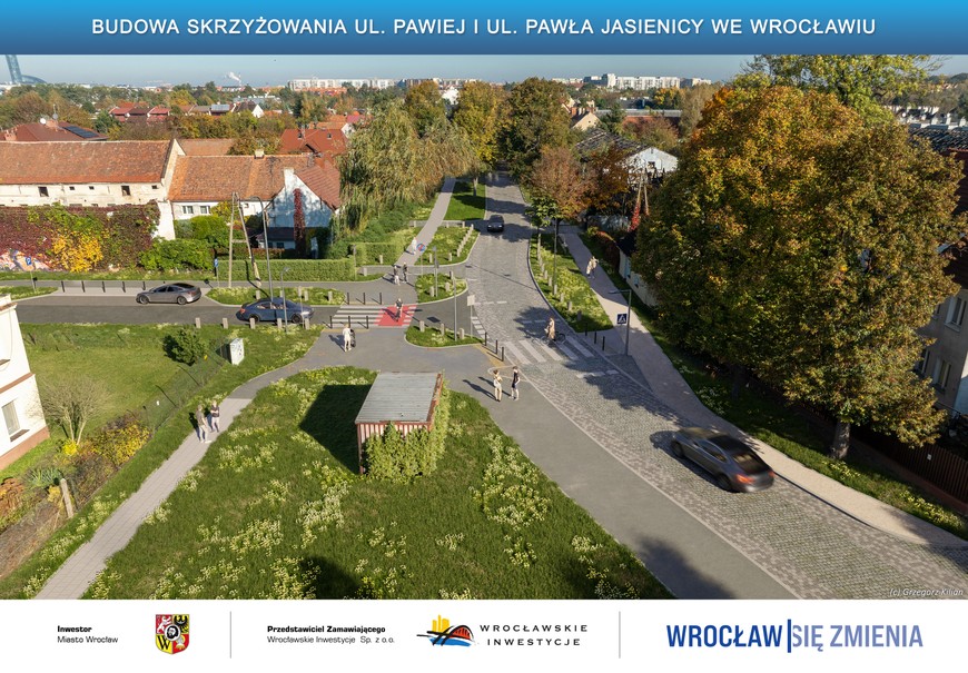W projekcie jest budowa skrzyżowania ulicy Pawiej i Jasienicy
